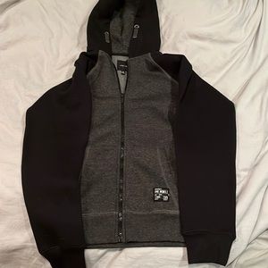 Joes jeans zip up hooded sweater in black and gray. Size M (10/12) big boys.